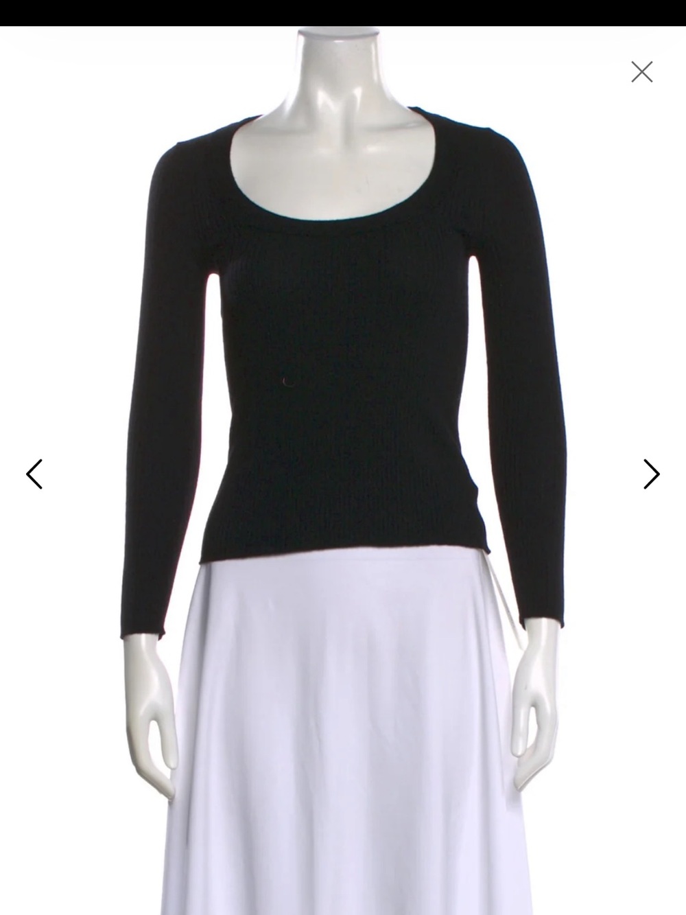 Classic Black Scoop Neck Ribbed Long-Sleeve Top